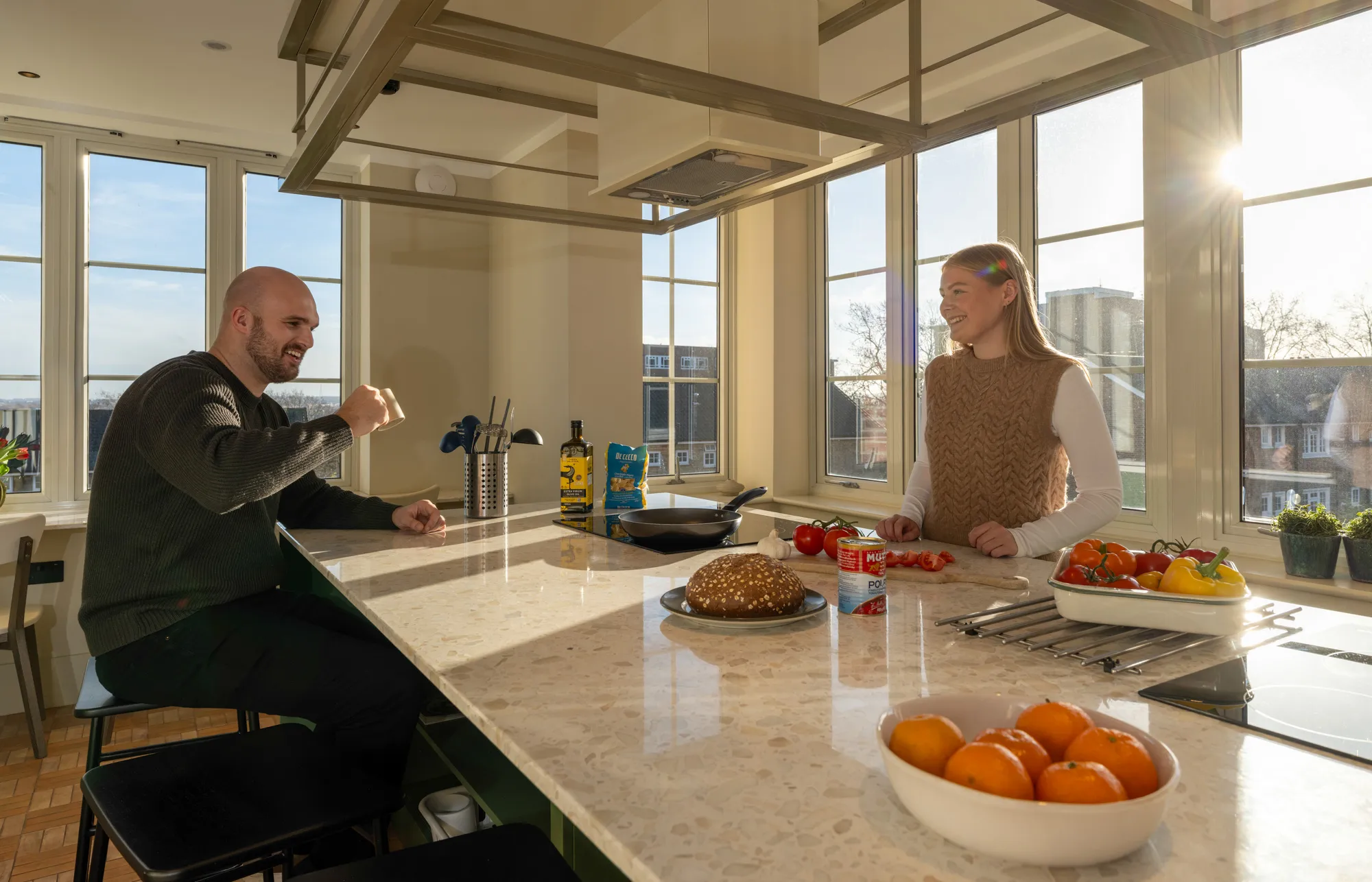 Cooking in the kitchen