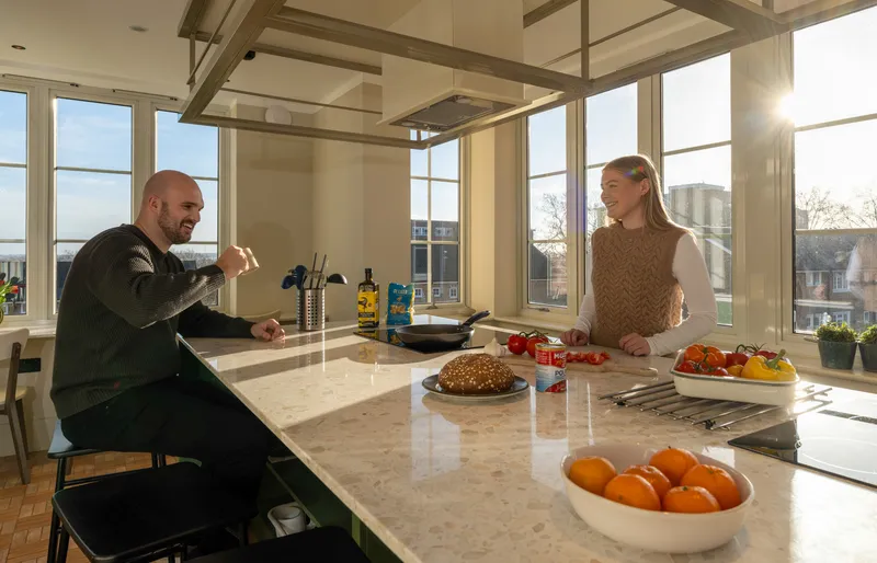 Cooking in the kitchen